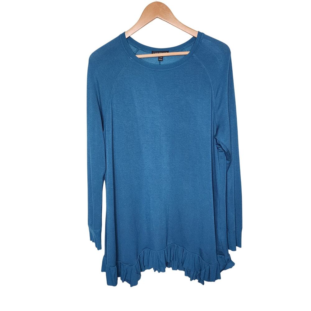 🌻3 for $18 Turquoise Ruffle Long Sleeve Top Lane Bryant Women's Size 14 16